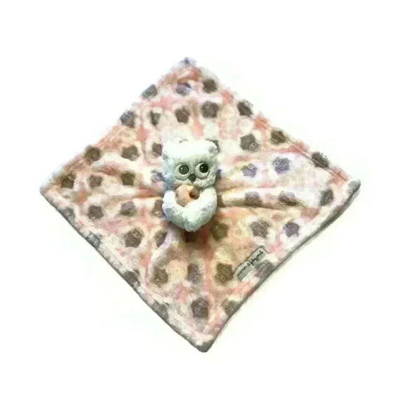 Blankets & Beyond Owl Lovey Security Blanket pink 14 inch 2016 - Picture 1 of 11
